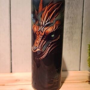 DRAGON w glowing eyes SS Tumbler NWT